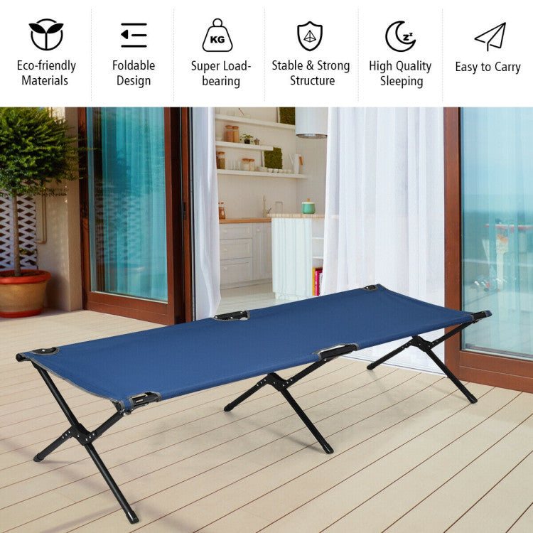 Adults Kids Folding Camping Cot (Blue)