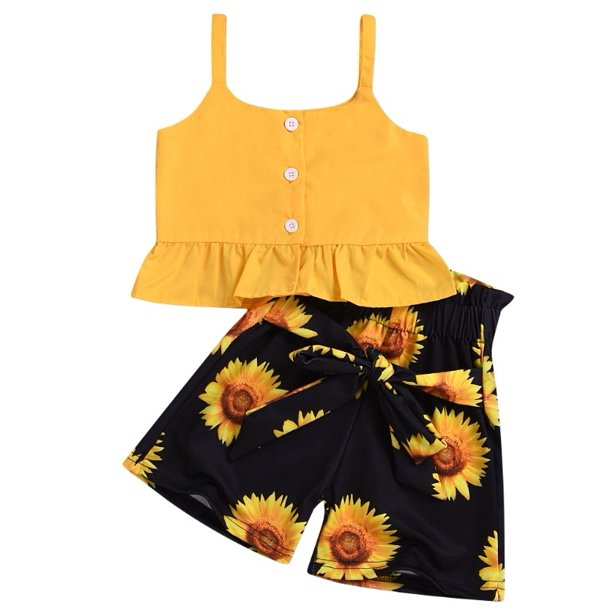 Baby Girls Clothes Crop Tops Sunflower Shorts Pants Outfits