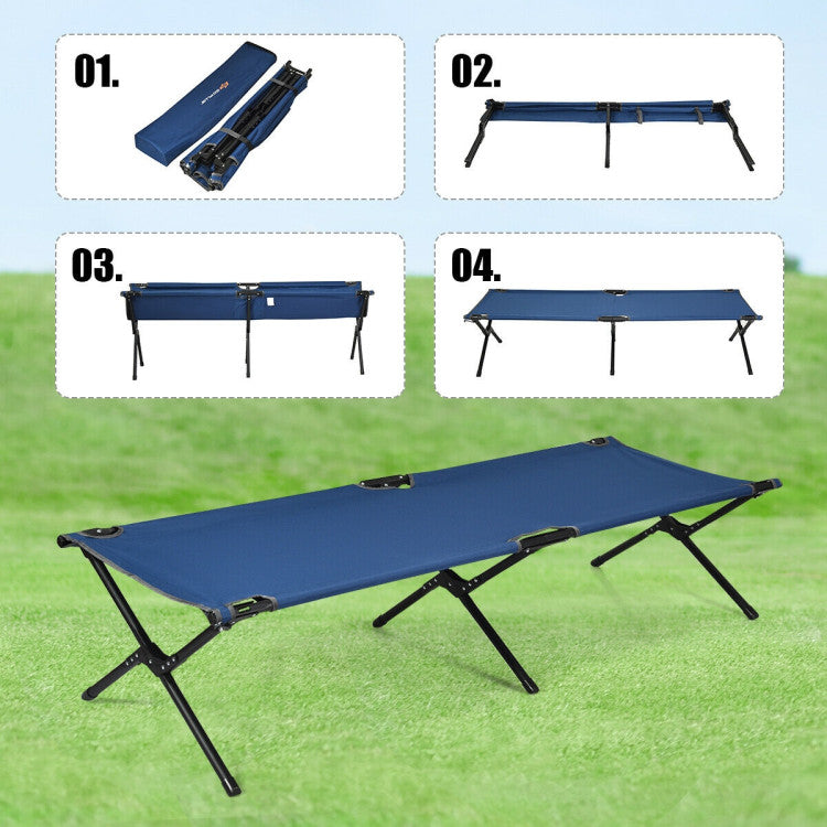 Adults Kids Folding Camping Cot (Blue)