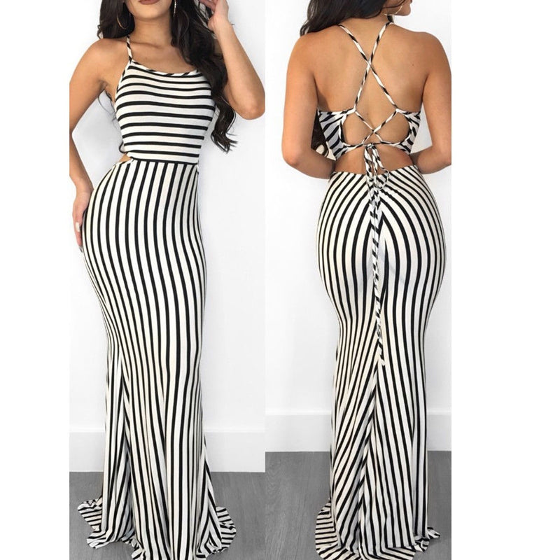 Women Strappy Plunge Bodycon Dress Ladies Evening Party Long Dress jumpsuits
