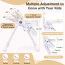 Baby High Chair Folding Feeding Chair with Multiple Recline and Height Positions - Beige