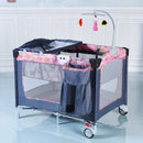 Foldable 2 Color Baby Crib Playpen Playard - Pink