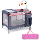 Foldable 2 Color Baby Crib Playpen Playard - Pink
