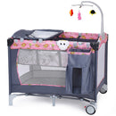 Foldable 2 Color Baby Crib Playpen Playard - Pink