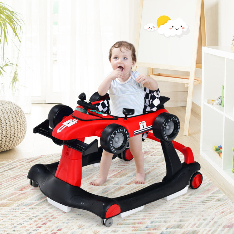 4-in-1 Foldable Activity Push Walker with Adjustable Height - Red