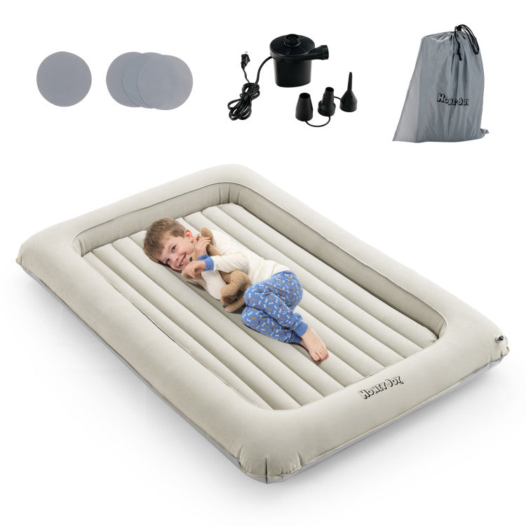 2-in-1 Multi-Purpose Inflatable Toddler Travel Bed Air Mattress Set with Electric Pump