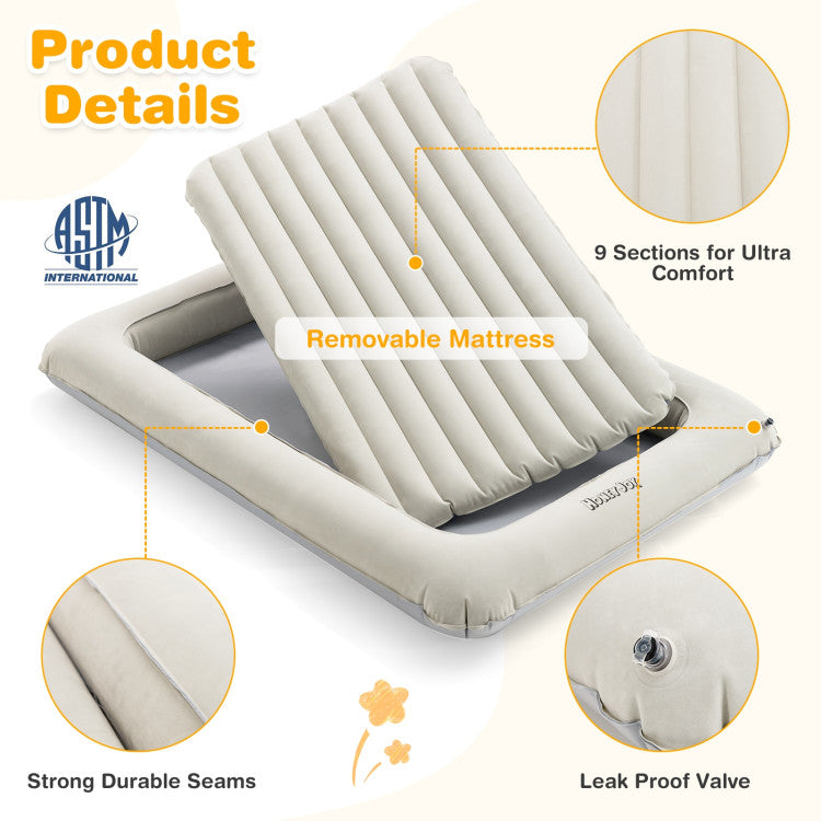 2-in-1 Multi-Purpose Inflatable Toddler Travel Bed Air Mattress Set with Electric Pump