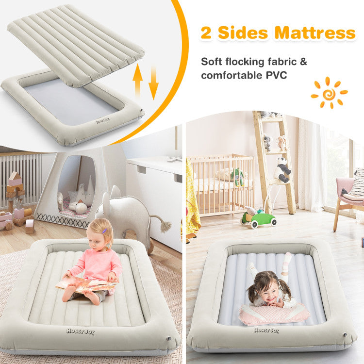 2-in-1 Multi-Purpose Inflatable Toddler Travel Bed Air Mattress Set with Electric Pump