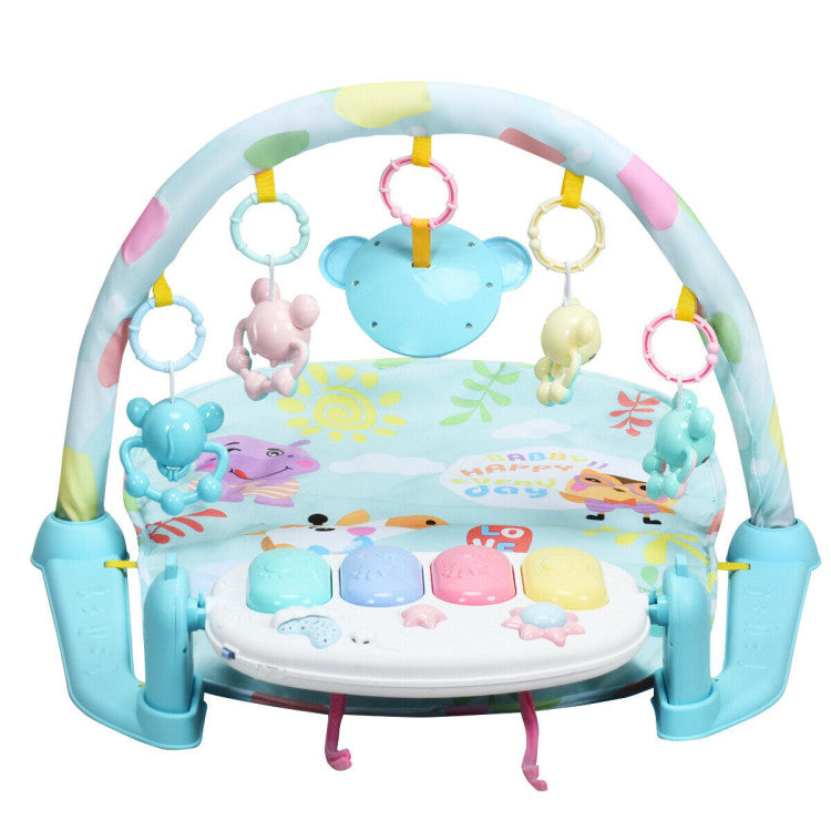 3-in-1 Fitness Music and Lights Baby Gym Play Mat (Blue)