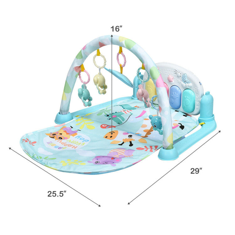 3-in-1 Fitness Music and Lights Baby Gym Play Mat (Blue)