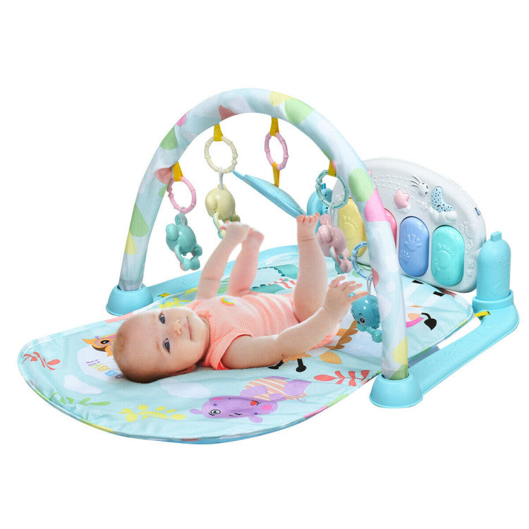 3-in-1 Fitness Music and Lights Baby Gym Play Mat (Blue)