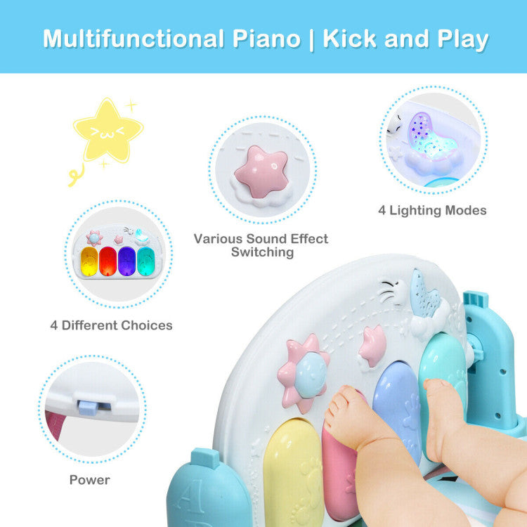 3-in-1 Fitness Music and Lights Baby Gym Play Mat (Blue)