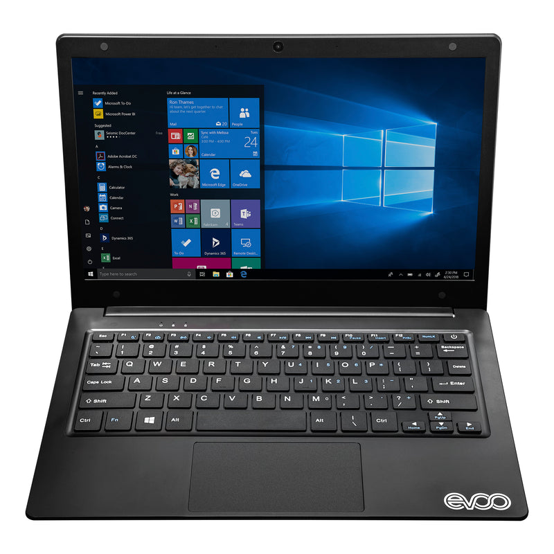 EVOO 11.6" Ultra Thin Laptop, AMD A4-9120 Processor, 32GB Storage, 2GB, Mini HDMI, Front Camera, Windows 10 Home, Black - Includes Office 365 Personal for One Year(A$69.99 Value)