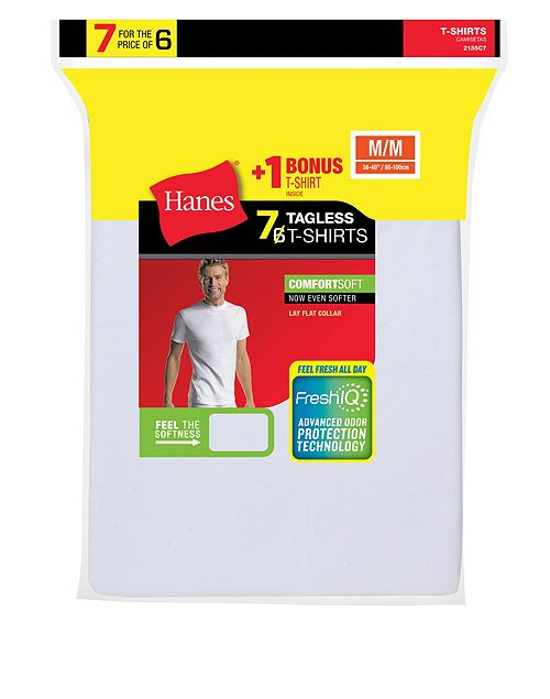Hanes Men's FreshIQ™ ComfortSoft® Crewneck Undershirt 7-Pack (6 +1 Free Bonus Pack)