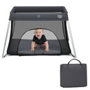 Lightweight Foldable Baby Playpen with Carry Bag - Dark Gray
