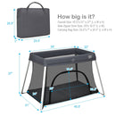 Lightweight Foldable Baby Playpen with Carry Bag - Dark Gray