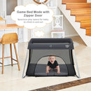 Lightweight Foldable Baby Playpen with Carry Bag - Dark Gray