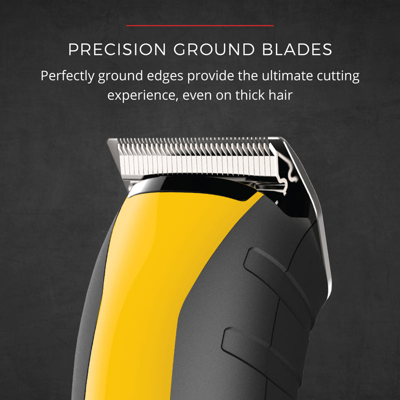 Remington Virtually Indestructible Barbershop Clipper, 15-piece Haircut Kit, Yellow