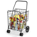 Folding Shopping Cart with Swiveling Wheels and Dual Storage Baskets
