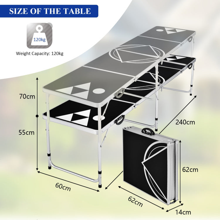 8 Feet Portable Party Drinking Game Table