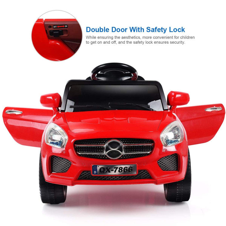 6V Kids Remote Control Battery Powered LED Lights Riding Car