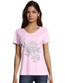Hanes Women's Floral Semplice Short-Sleeve V-Neck Graphic Tee