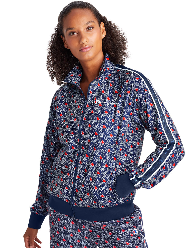 Champion Women's Athletics Track Jacket, Allover Logo