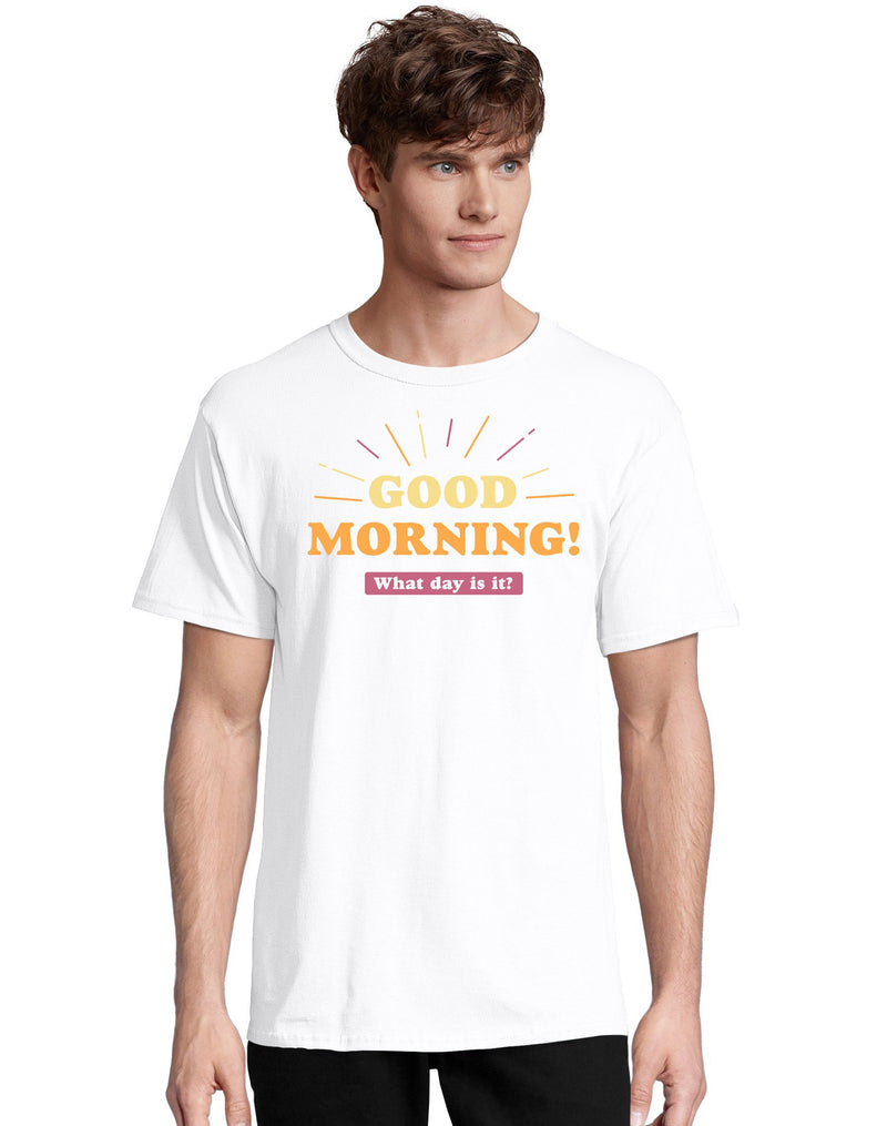 Hanes Adult Good Morning Short Sleeve Graphic Tee White