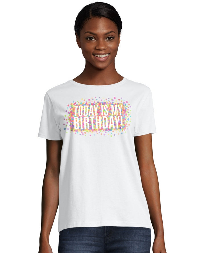 Women's ComfortSoft® Today is My Birthday Graphic Crewneck Tee