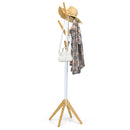 Bamboo Coat Rack Stand with 6 Hooks (White)