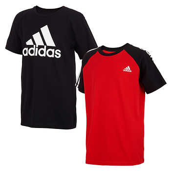 adidas Youth 2-pack Cotton Tee, Black and Red