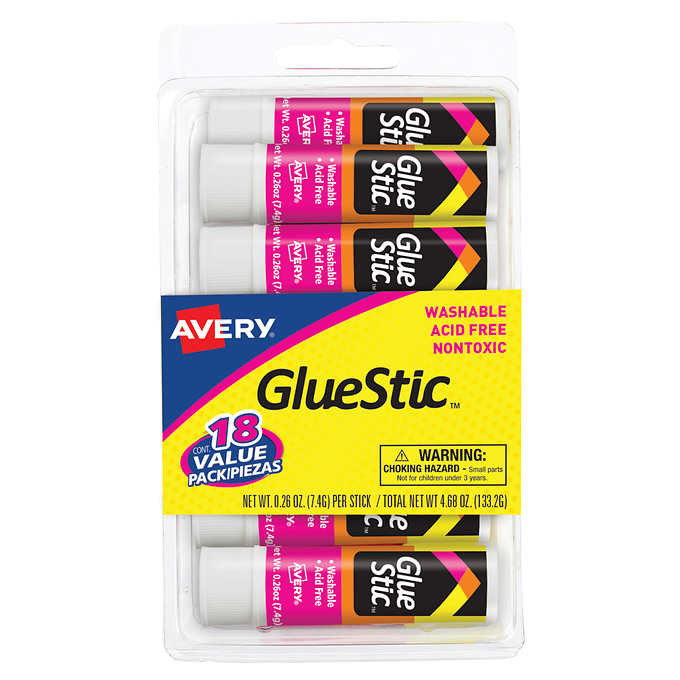 Avery Clear Application Permanent Glue Sticks, .26 oz, 18-count
