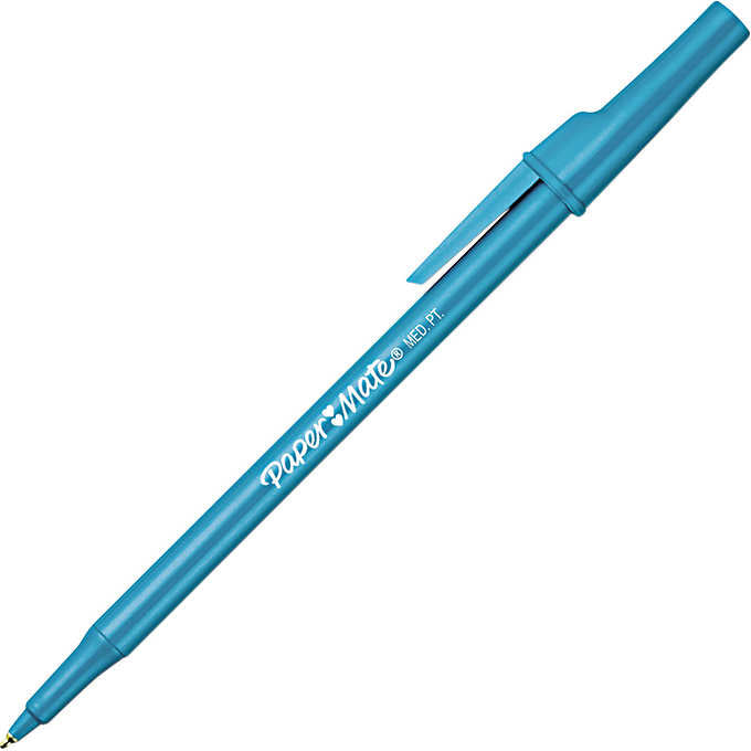 Paper Mate Ballpoint Stick Pen, Medium Point, Blue, 12 ct