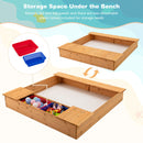 Kids Wooden Sandbox with Bench Seats and Storage Boxes