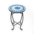 14 Inch Mosaic Round Side Table Plant Stand for Patio Lawn Garden