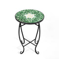 14 Inch Mosaic Round Side Table Plant Stand for Patio Lawn Garden