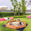 Hexagon Wooden Cedar Sand Box with Seat Boards
