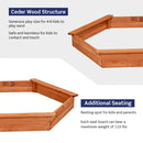 Hexagon Wooden Cedar Sand Box with Seat Boards