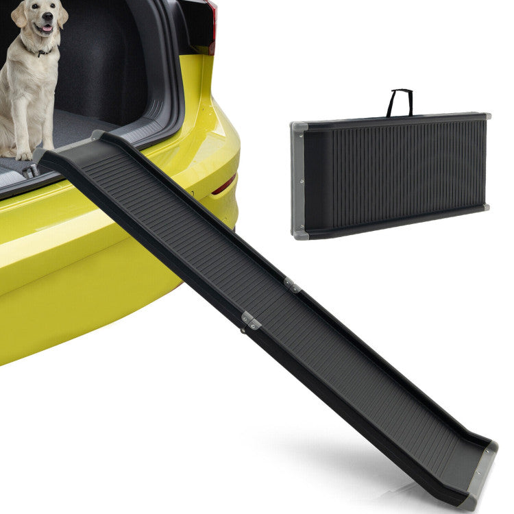 63 Feet Upgrade Folding Pet Ramp Portable Dog Ramp with Steel Frame