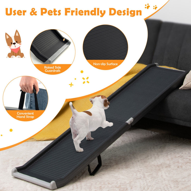 63 Feet Upgrade Folding Pet Ramp Portable Dog Ramp with Steel Frame