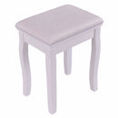 White Makeup Dressing Table Vanity Desk and Stool Set with Square Mirror and 3 Drawers Dresser Vanity Table HW55561BK