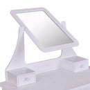White Makeup Dressing Table Vanity Desk and Stool Set with Square Mirror and 3 Drawers Dresser Vanity Table HW55561BK