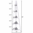 5 Tier Corner Ladder Shelf Floor Stand Shelves Bookshelf Display Bookcase Home Furniture HW60327WH