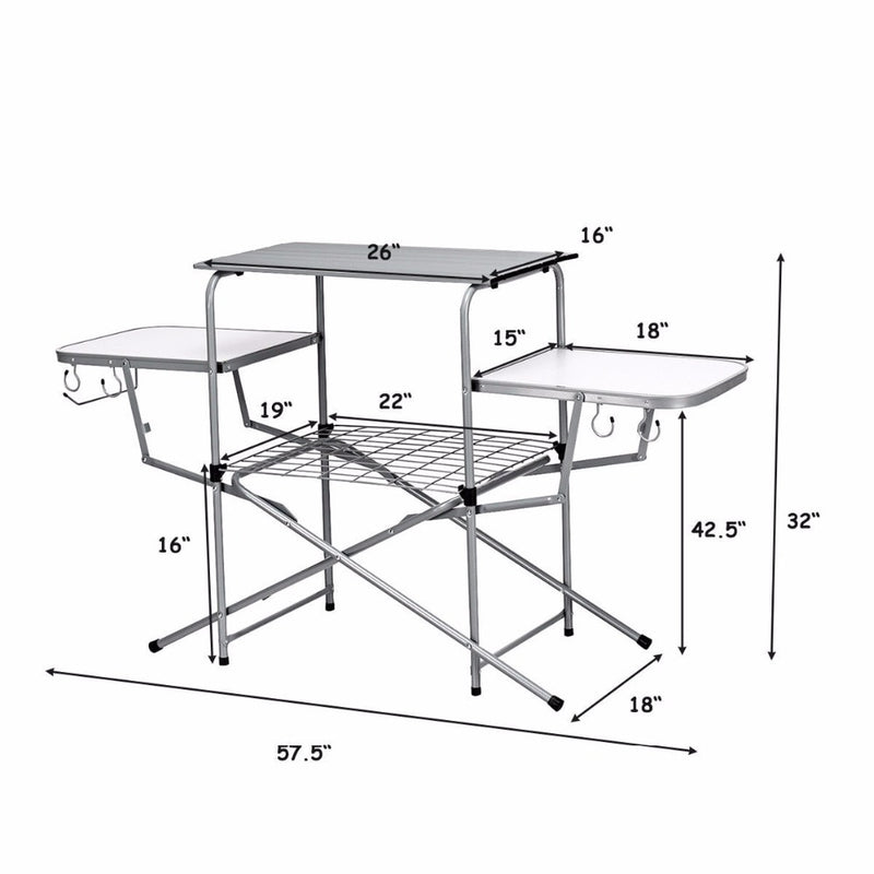 Foldable Camping Table Outdoor Kitchen Portable Grilling Stand Folding BBQ Table Outdoor Furniture OP70543