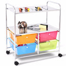 Giantex  4 Multifunctional Drawers Rolling Storage Cart Rack Shelves Shelf Home Office