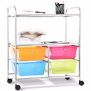Giantex  4 Multifunctional Drawers Rolling Storage Cart Rack Shelves Shelf Home Office