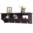 Wall Mount Coat Rack Storage Shelf  Organizer Hooks Entryway Hallway Brown HW57484CF