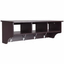 Wall Mount Coat Rack Storage Shelf  Organizer Hooks Entryway Hallway Brown HW57484CF