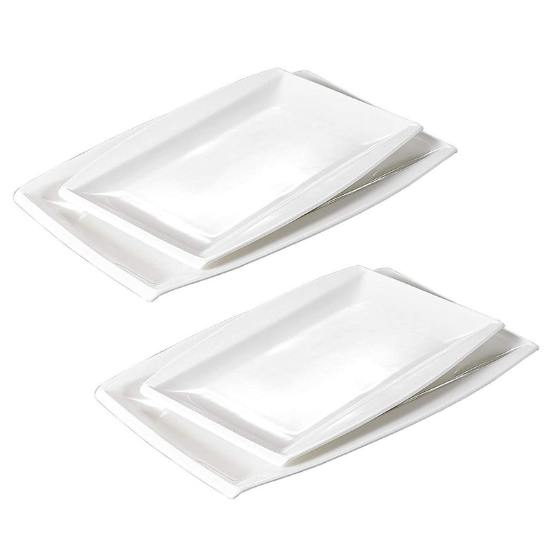 4-Piece Porcelain Dinner Plate Sets with 11"&13.25" Rectangular Plate Set Dessert Plate