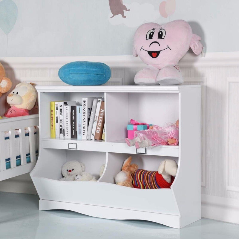 Children Storage Unit Kids Bookshelf Bookcase White Baby Toy Organizer Shelf Modern Furniture HW57075